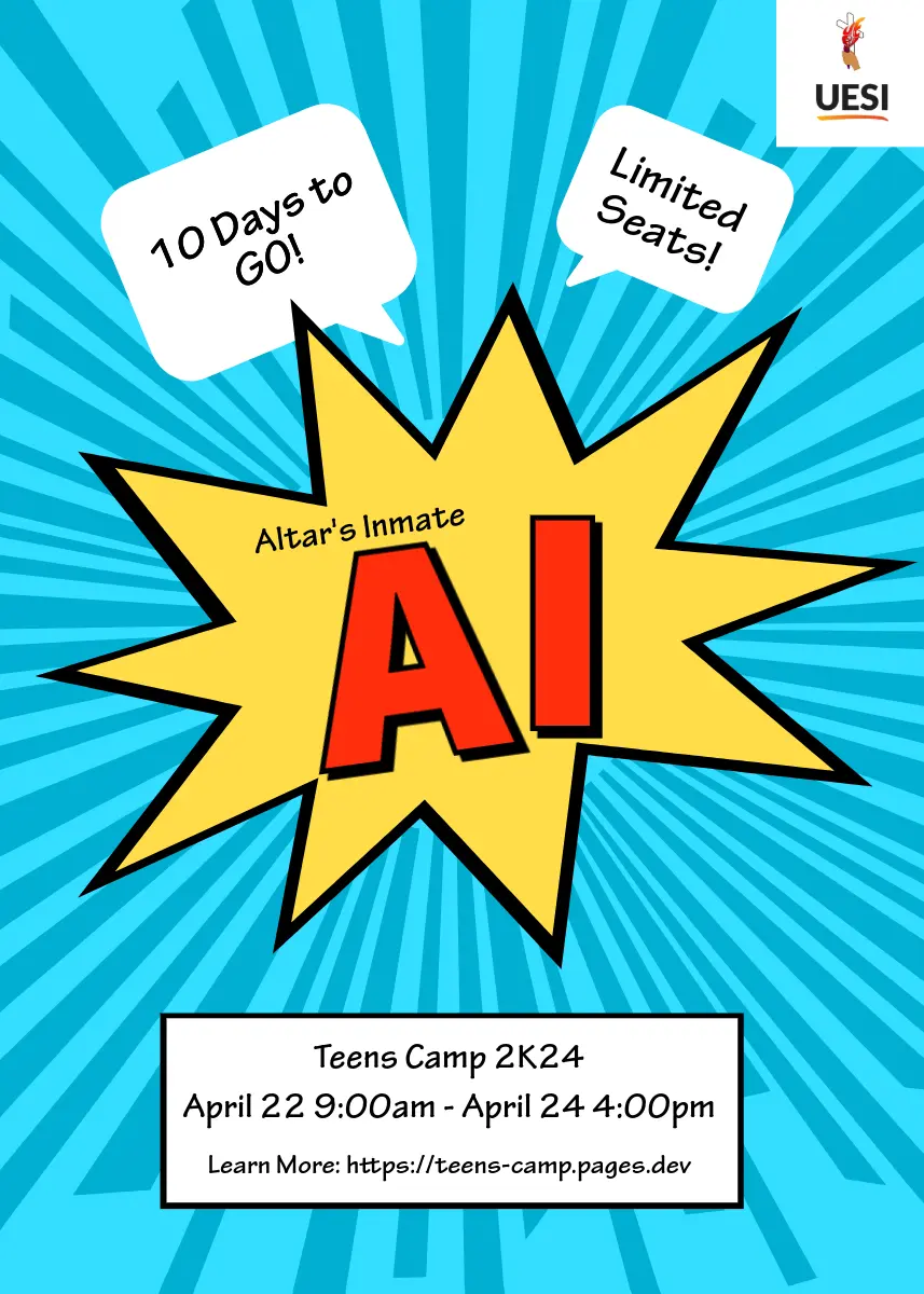 The flyer of the camp. Be An AI Camp will be held from April 22-24. Registraton fee is Rs. 1500. There will be campfire, movie night and candle night. This is the main information in the poster.