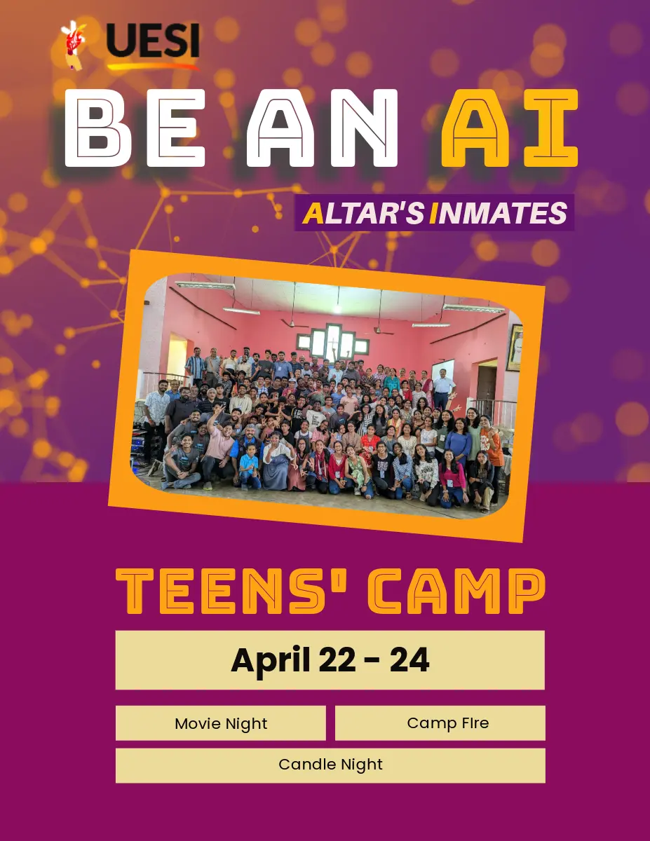 The flyer of the camp. Be An AI Camp will be held from April 22-24. Registraton fee is Rs. 1500. There will be campfire, movie night and candle night. This is the main information in the poster.