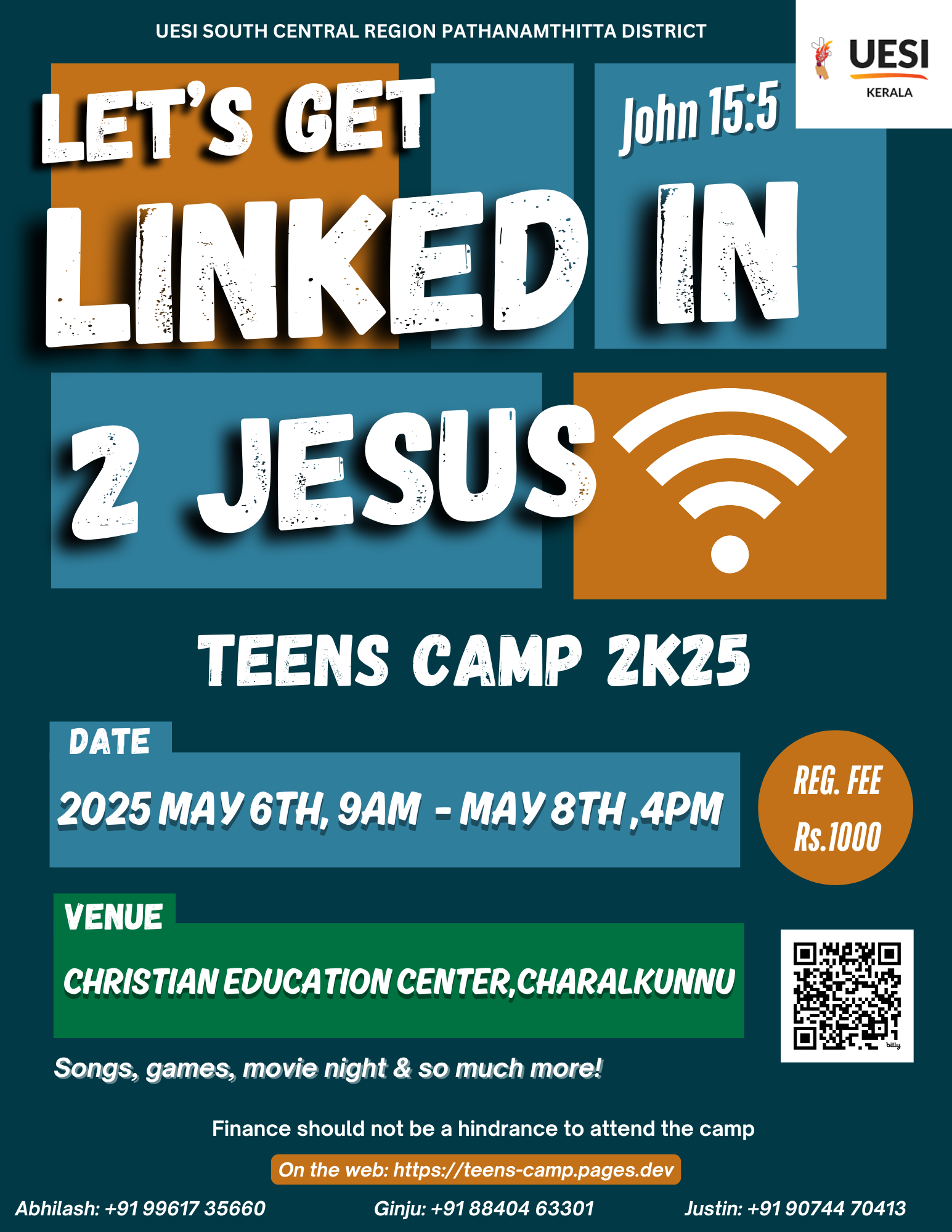 The flyer of the camp. Be An AI Camp will be held from April 22-24. Registraton fee is Rs. 1500. There will be campfire, movie night and candle night. This is the main information in the poster.